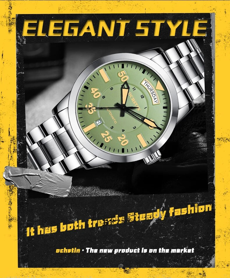 Ochstin New 2025 Master Series Casual Simple Wind Double Calendar Mechanical Movement Wrist Watch Men Mechanical Watch_voghion.com