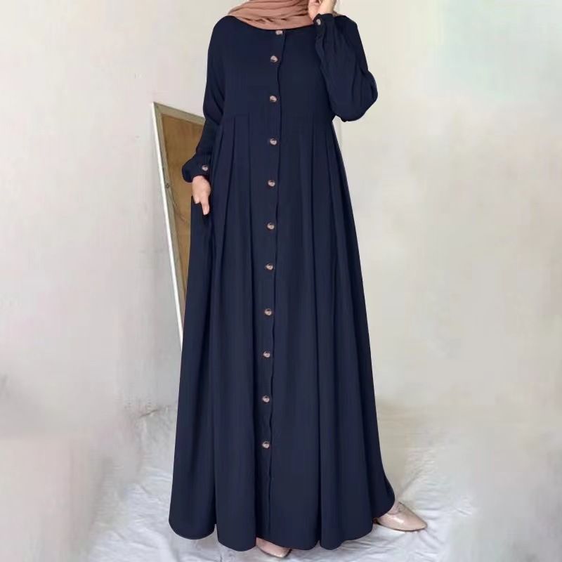 Lente en herfst lange jurk plus size vrouwen moslim jurk abaya losse temperament forens lange gewaad jurk mode elegante vrouwen Midden-Oosten_voghion.com