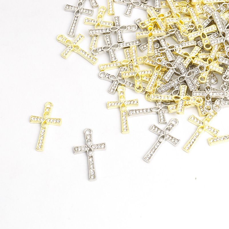 8-stelliger Unendlichkeitskreuz-Anhänger aus eingelegter Diamantlegierung, religiöser DIY-Schmuck, Zubehör für Armbänder, Halsketten, Ohrringe_voghion.com