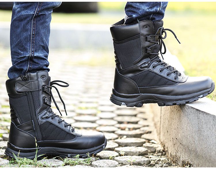 Bottes de combat chaudes d'hiver Flying Tiger pour hommes, bottes d'outillage à fermeture éclair, bottes du désert, bottes tactiques Martin pour femmes_voghion.com