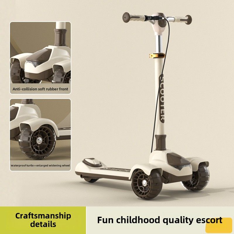 Büyük Çocuklar İçin Scooter Yanıp Sönebilir, Ergen Tek Bacaklı Scooter Üç Tekerlekli Çocuk Katlanabilir Oyuncak Araba_voghion.com