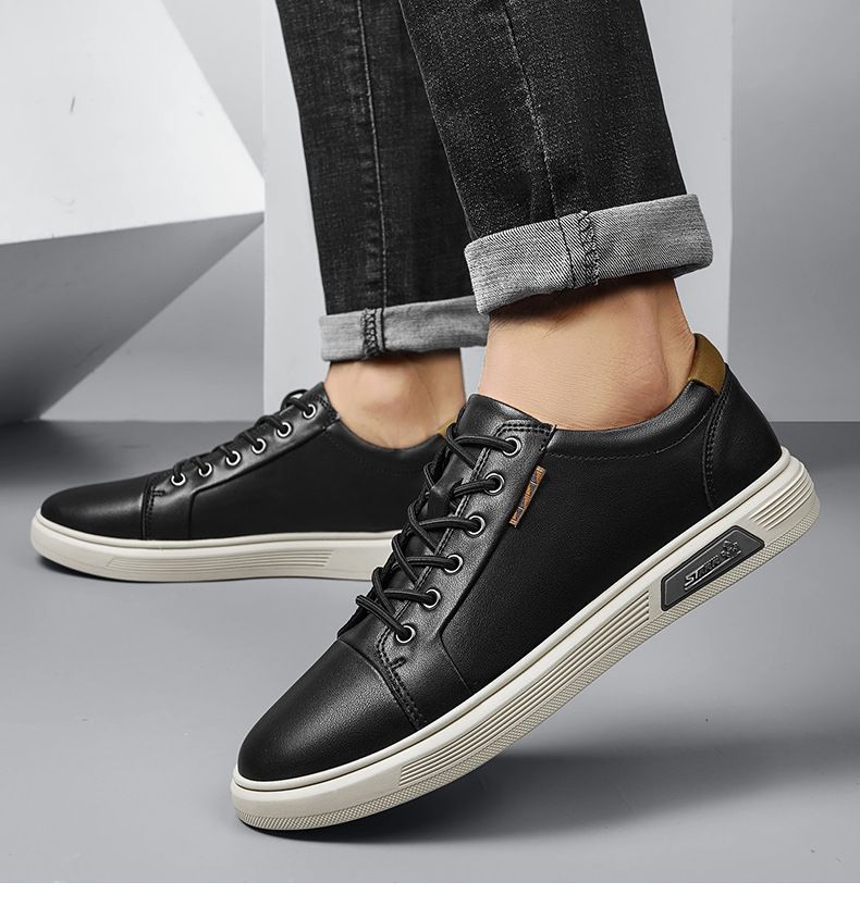 Scarpe da tavola in pelle Scarpe da tavola casual da uomo Scarpe da lavoro comode Scarpe casual da uomo con lacci_voghion.com