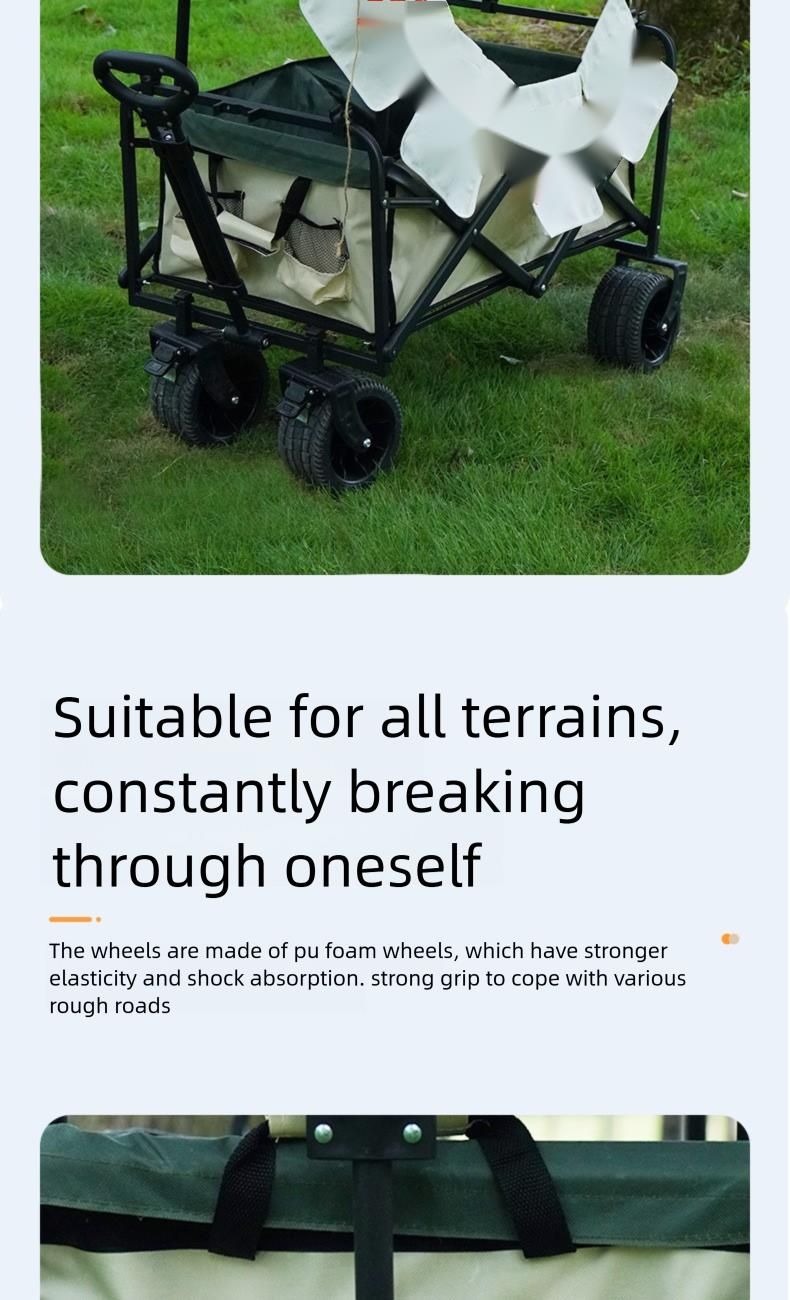 Tragbarer Picknickwagen für den Außenbereich, kleiner Anhänger, Campingwagen, Faltwagen_voghion.com
