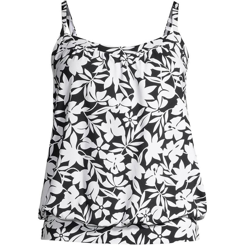New Black And White Printed Women's Split Type Tankini Set With Conservative Style, Covering The Belly And Showing Off Thinness_voghion.com