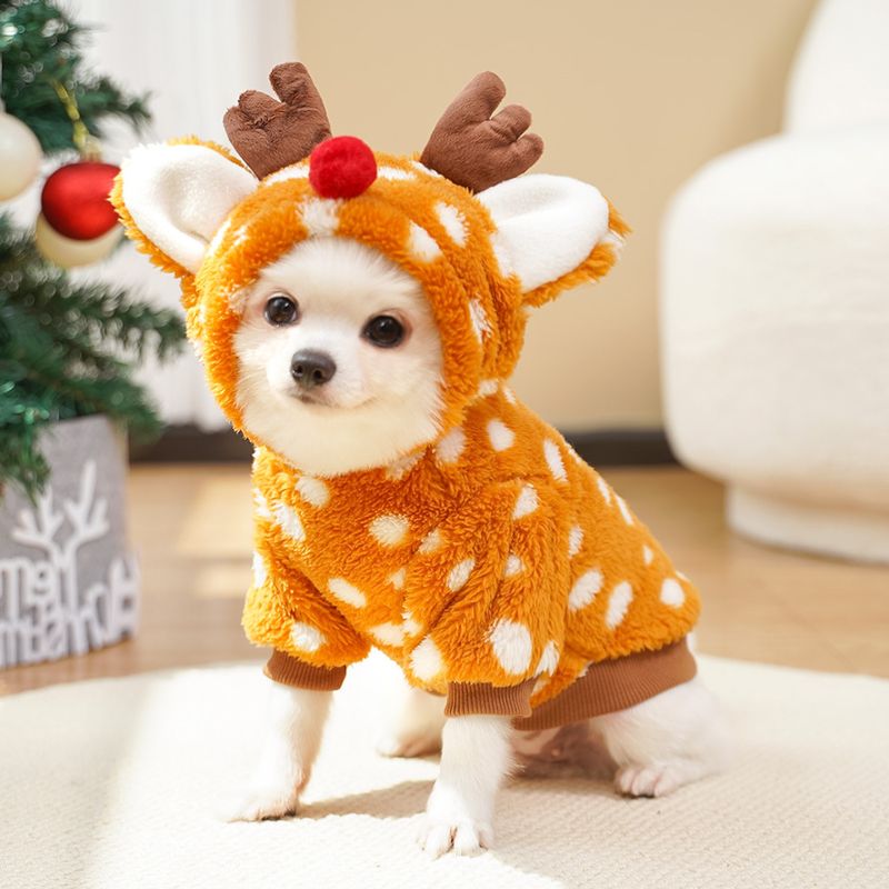 Haustier Hund Katze Weihnachten Halloween Kleidung Elch Kleid Herbst und Winter Plüsch kleine und mittelgroße Hunde als Bären Fadou Corgi verwandeln Kleidung süß_voghion.com