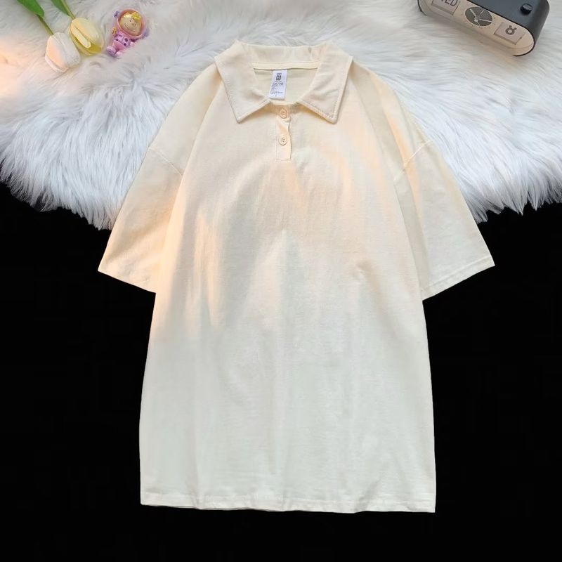 Short Sleeved T-shirt Men's Summer New Loose Pure Cotton Lapel Casual Half Sleeved T-shirt_voghion.com