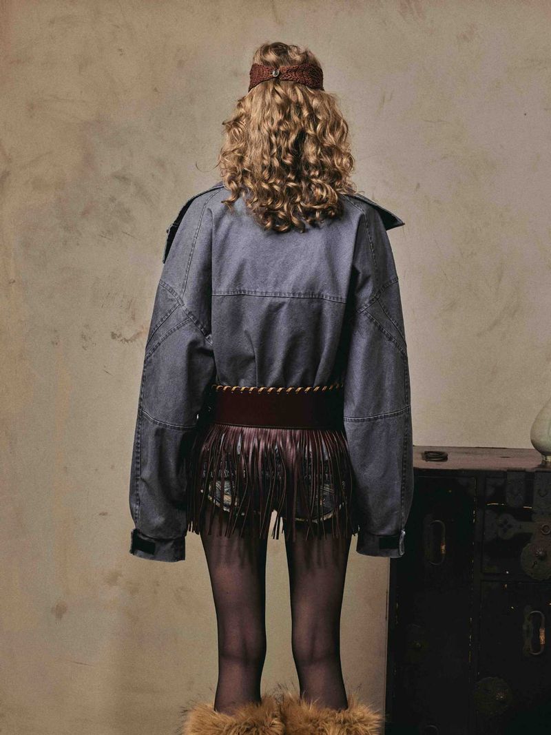 Eon Modish 25 Autunno Nuovo stile americano High Street Giacca con colletto alla coreana e linea strutturata_voghion.com