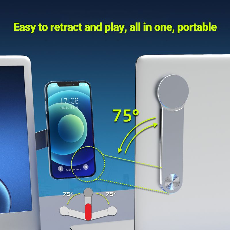 Kunjiuyou Extension Holder Magnéitesch Klappbar Dual Monitor Display Universal Expansioun Telefon Stand Laptop Écran Säit_voghion.com