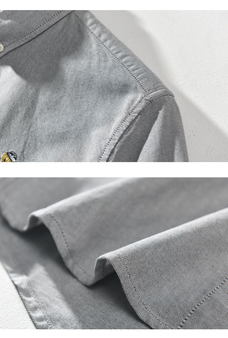 Herrenbekleidung Frühling und Herbst Lässiges Langarmhemd Locker besticktes trendiges Jugendhemd_voghion.com