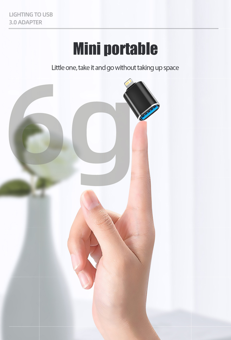 Adaptador usb3.0 otg para iphone, adequado para iphone 14 13 12 11 pro max ipad u disk iluminação macho para usb_voghion.com
