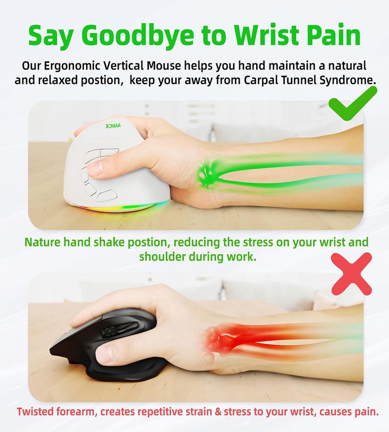 2.4G Dual Modes Ergonomic Vertical 4000 DPI 9 Buttons RGB Backlit Rechargeable Wireless Silent Mouse For Desktop_voghion.com