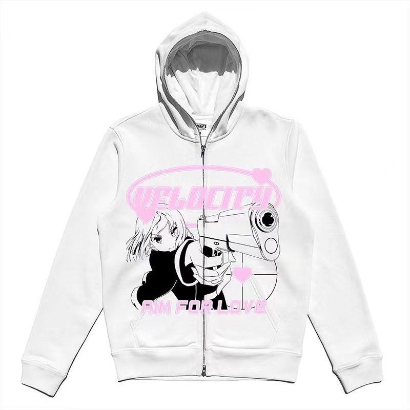 Abbigliamento da uomo Felpe con cappuccio da ragazza scura Felpa con cerniera lunga gotica di grandi dimensioni_voghion.com