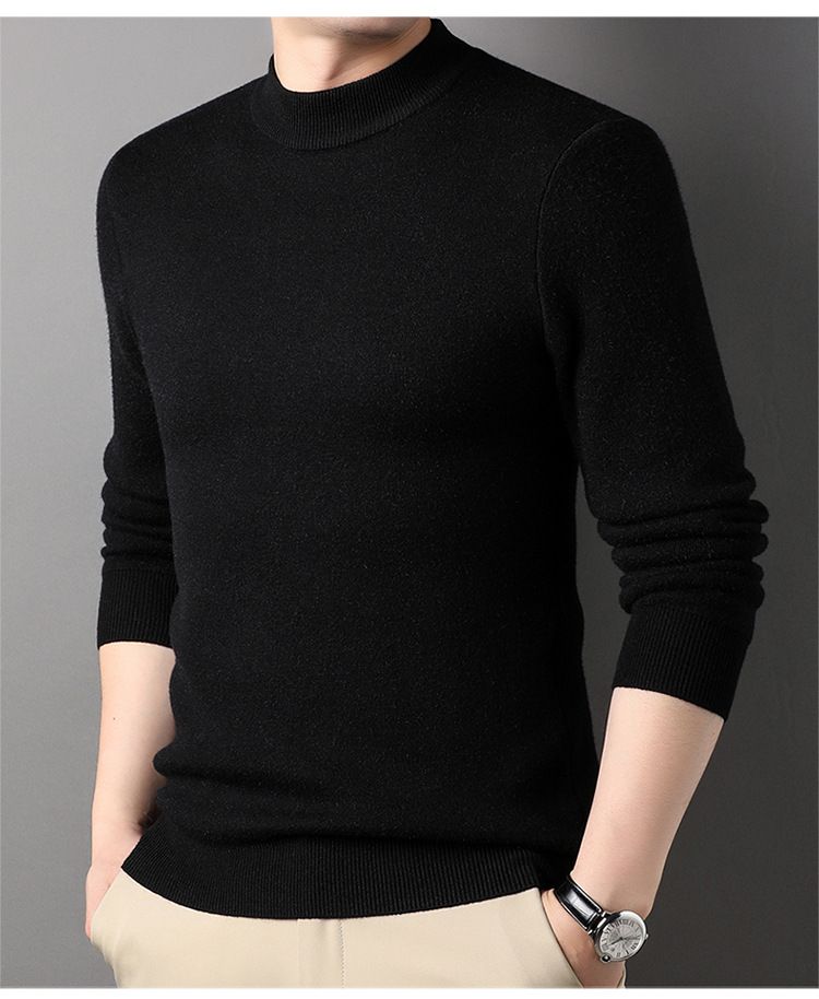Maglione a collo alto da uomo, semplice e alla moda, maglione base, autunno inverno, casual, versatile, tinta unita_voghion.com