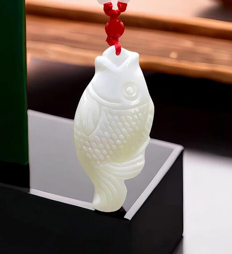 Dabīgs balts karpu kulonu kaklarotas talismans_voghion.com