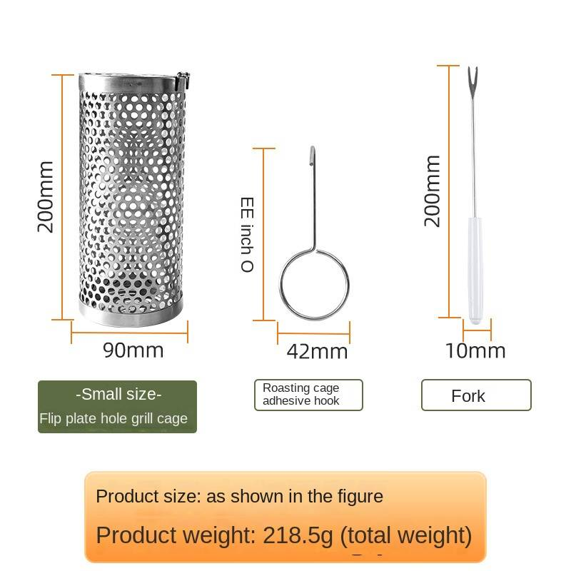 Cestino per barbecue portatile - Gabbia per barbecue rotonda per affumicare all'aperto, rete per barbecue a tamburo rotante, perfetta per cucinare e grigliare all'aperto_voghion.com