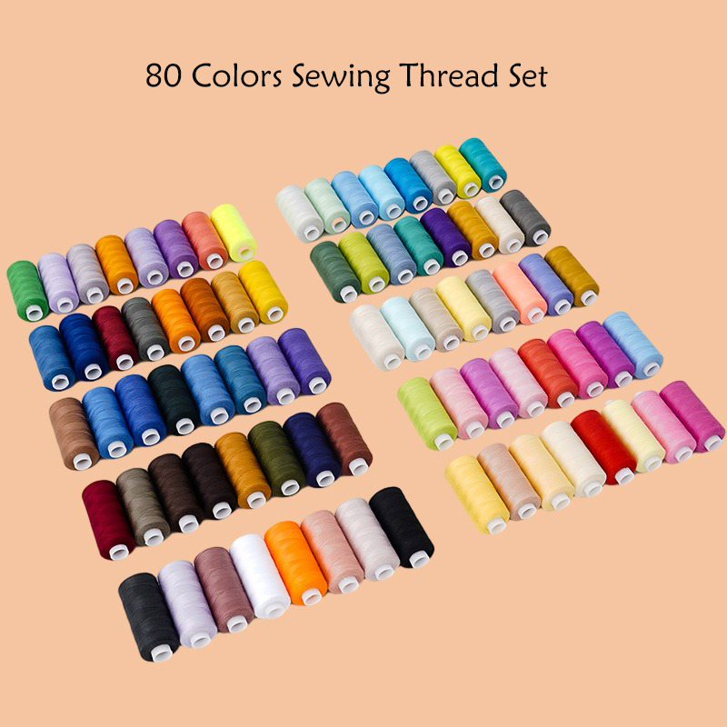402 õmblusniit 80 värviline niidi komplekt DIY Color Combo väike rull 100m fikseeritud värvi käsitsi õmblusniidid_voghion.com