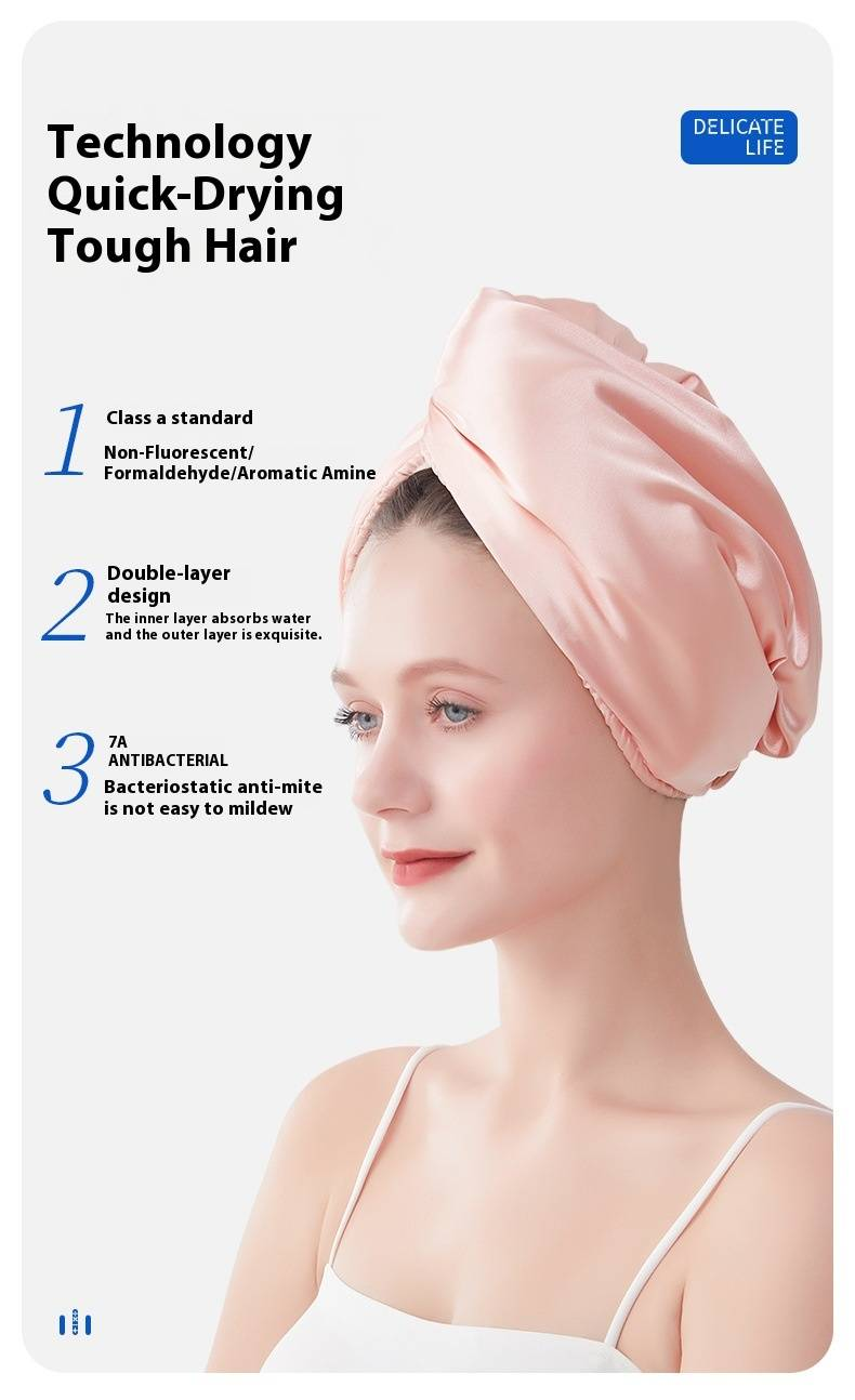 Satin Hoerhandduch Wrap Fir Fraen - Luxus Seidähnlechen Schnelldréchenden Turban Mat Duebelschicht Ultra Absorbéierenden & Décke Badetuch_voghion.com