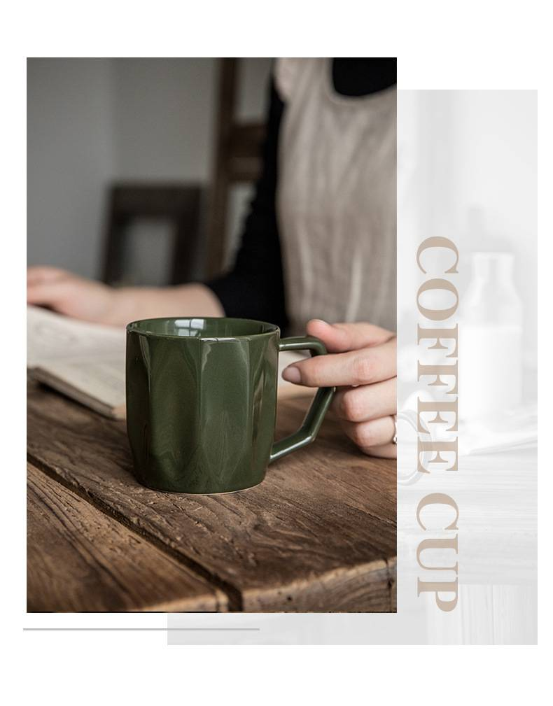 Vintage Ceramic Mug - Minimalist Coffee Cup With Retro Design (Elegant Couple Mugs For Home & Office Use)_voghion.com