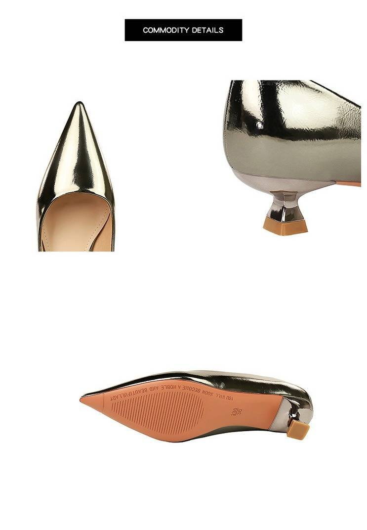 Women's Elegant Retro Pointed Toe Low Heel Pumps - Comfortable Slip-On Dress Shoes For Spring & Fall In Gold, Silver, Black, Gunmetal, Champagne_voghion.com