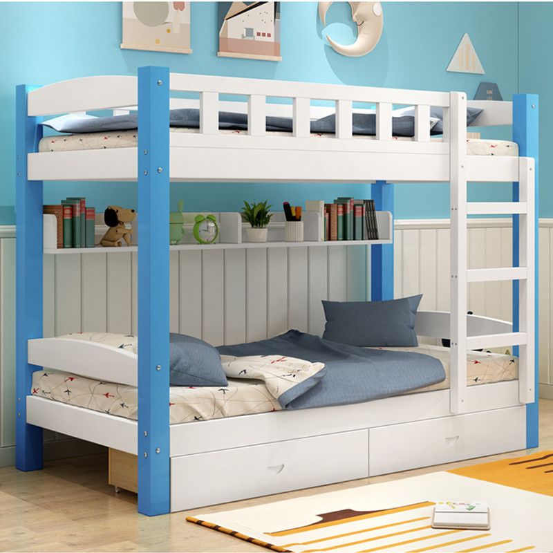 Extra-Large Storage Drawers Bunk Bed White Modern Minimalist High-Low Bed Thickened Solid Wood Sturdy Structure Adult & Children's Room_voghion.com
