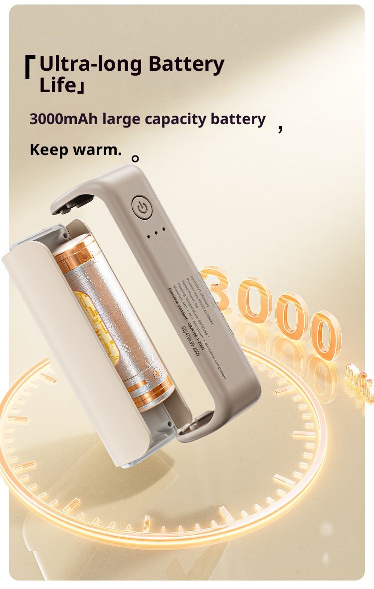 Scaldamani ricaricabile tramite USB-C da 6000 mAh – Cuscinetto riscaldante magnetico staccabile con 3 impostazioni di temperatura (bianco/nero/verde/rosa)_voghion.com