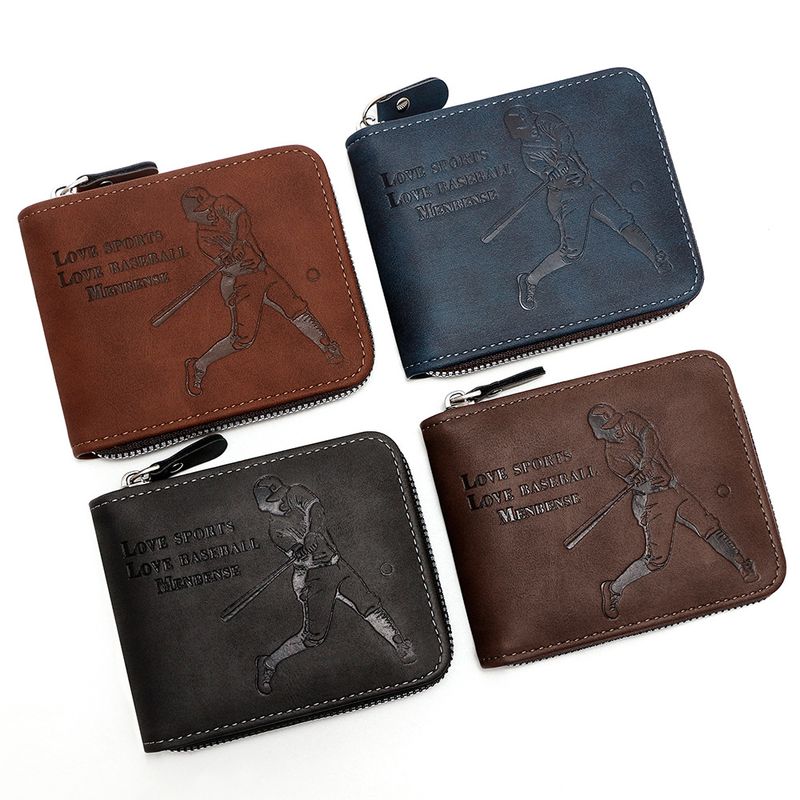 Trendy Men's Short Chain Baseball Player Large Capacity Coin Purse Dollar Bill Wallet_voghion.com