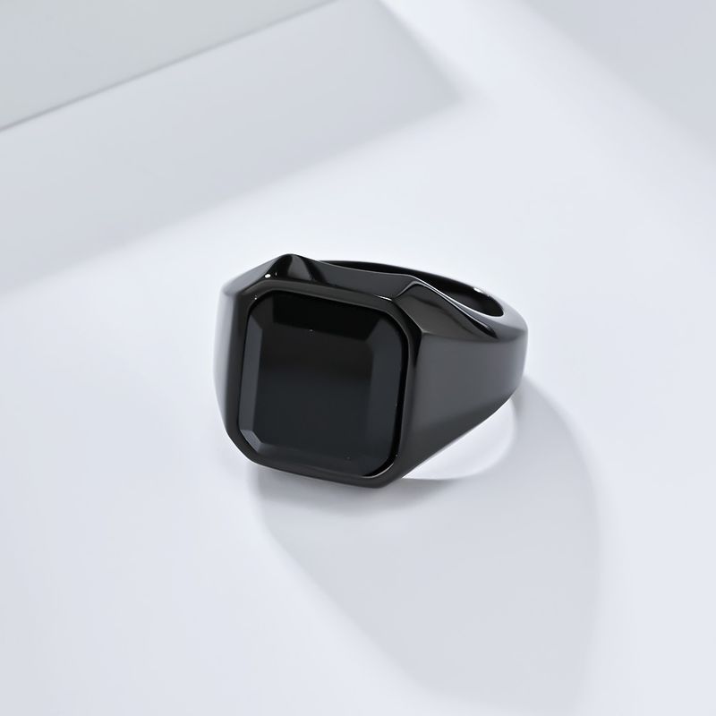 Gioielli da uomo, stile leggero e lussuoso, anello in acciaio inossidabile con gemma artificiale, gioiello in acciaio al titanio, gioiello da mano King Feel_voghion.com