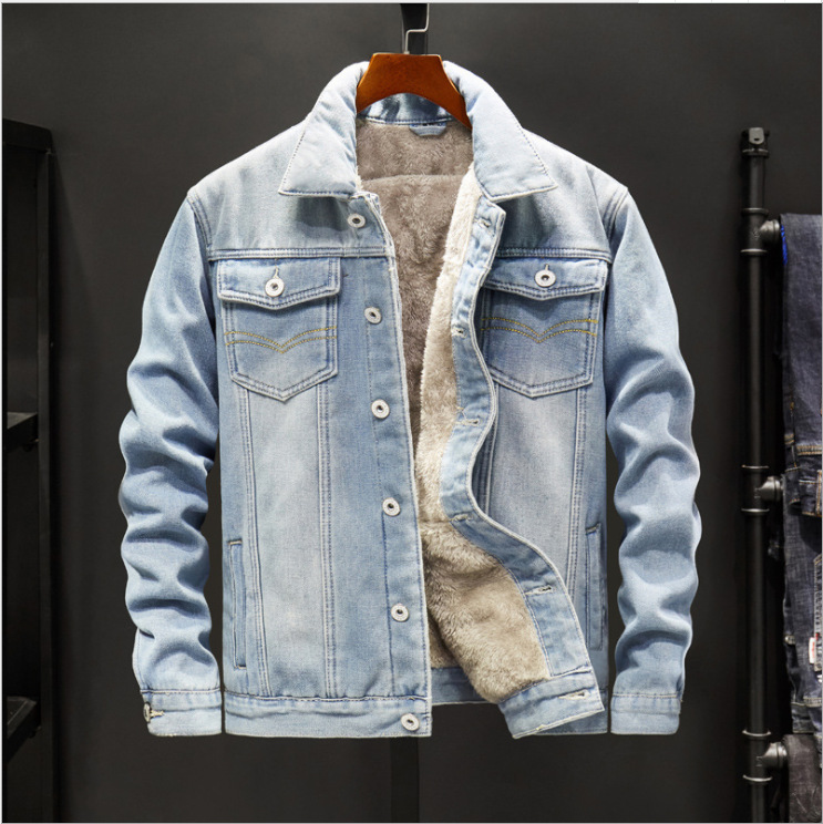Herbst und Winter Übergroße Herren-Jeansjacke mit lockerer Passform und gewaschenem Revers für Jugendliche, Oberteil für Männer_voghion.com