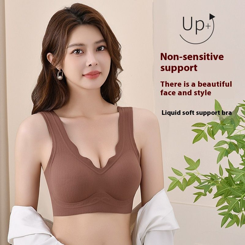 Roupa íntima térmica de elevação intocada para mulheres, reunindo sem anéis de aço, tipo de ajuste de veludo outono inverno, sutiã_voghion.com