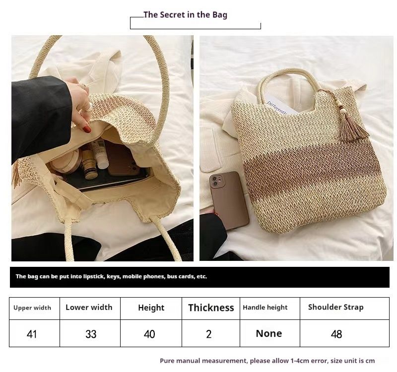 Neue Strandtasche, gewebte Retro-Tasche für Damen, große Kapazität für den Lebensmitteleinkauf von Babys und Müttern, modische Umhängetasche_voghion.com