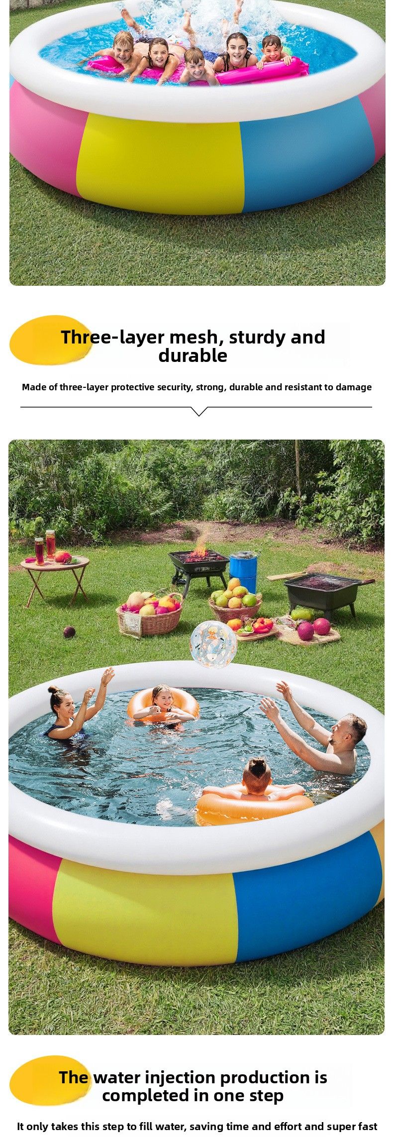 Pursuefree Three-Color Round Outdoor Large Inflatable Children's Foldable Swimming Pool_voghion.com