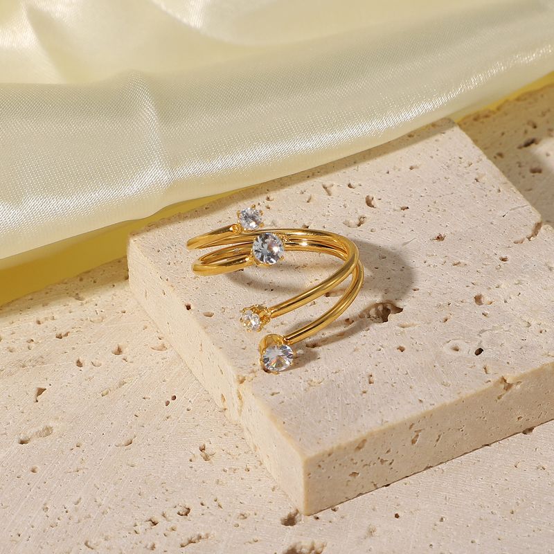INS internet celebrity's by side size white zirconium 4-diamond open with gold-plated stainless steel ring for women's_voghion.com