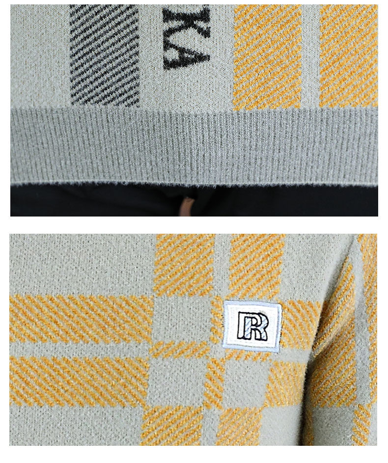 Mid neck sweater for men in autumn and winter, half high neck bottom shirt, striped jacquard high-end knitwear, new_voghion.com