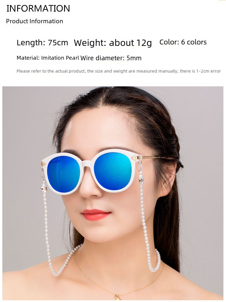 Unisex Brillenkette Perlen Brillenkette Bunte Perlenkette Sonnenbrille Dekorative Kette Brillenkette Sonnenbrille X Perlenkette_voghion.com