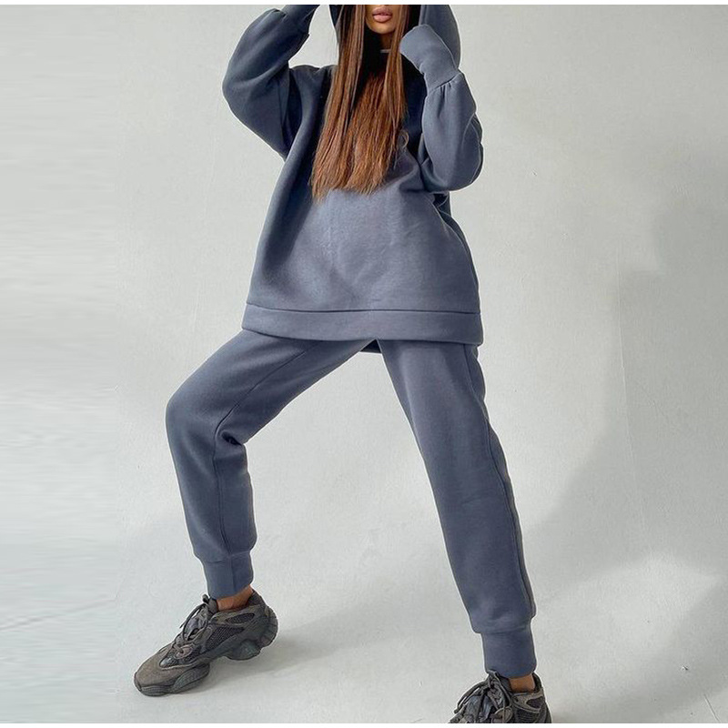Women's hoodie fall and winter fleece sports two-piece set_voghion.com