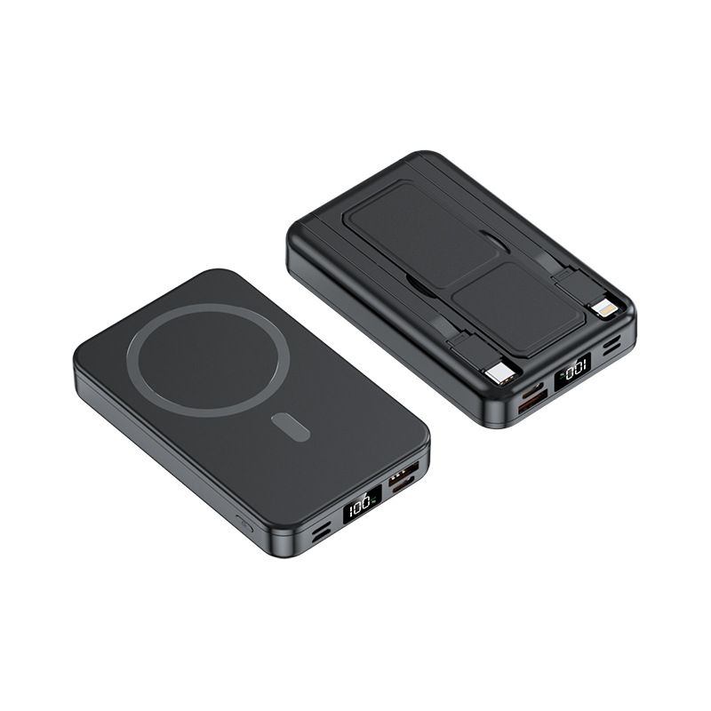 Trendy Items Cross-border Magnetic Wireless Bank 10000mAh With Built-in Cable Fast Charging Mobile Power Long Battery Life_voghion.com