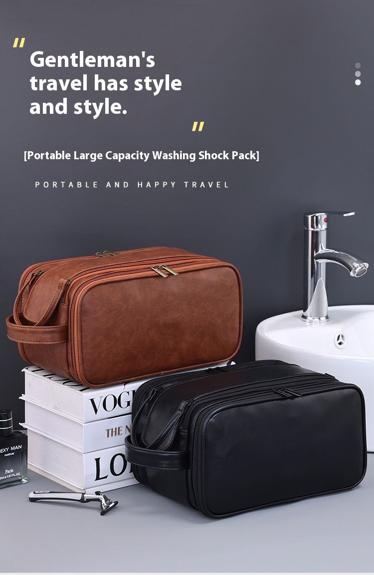 New product: Three opening multifunctional PU men's grooming large capacity high-end makeup bag, cosmetic storage bag_voghion.com