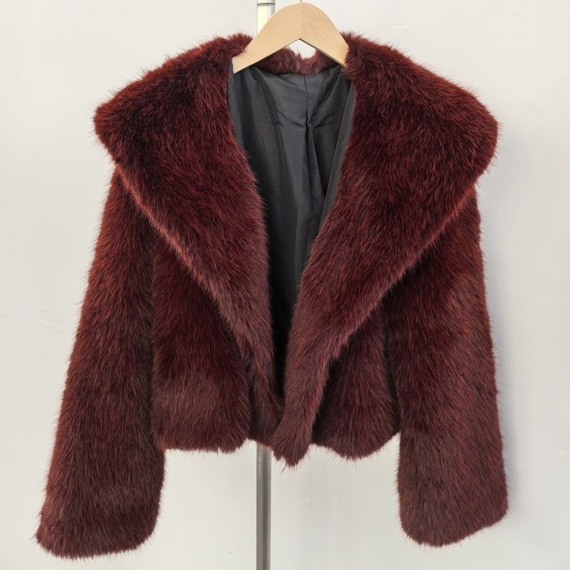 Damenbekleidung Luxus-Fuchspelzmantel, kurze Damenjacke, Wintermode, Kunstpelzmantel mit Lederbesatz, anpassbare Farben und Größen_voghion.com