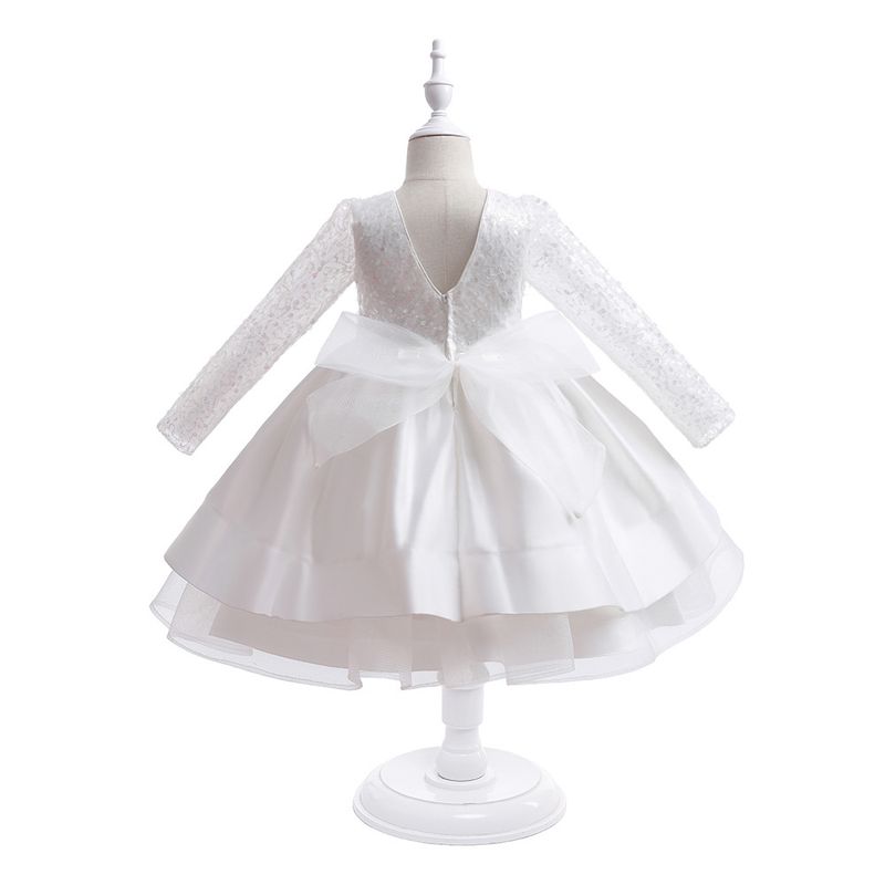 Mother & Kids children's dress performance costume long-sleeved sequined dress birthday party princess dress_voghion.com