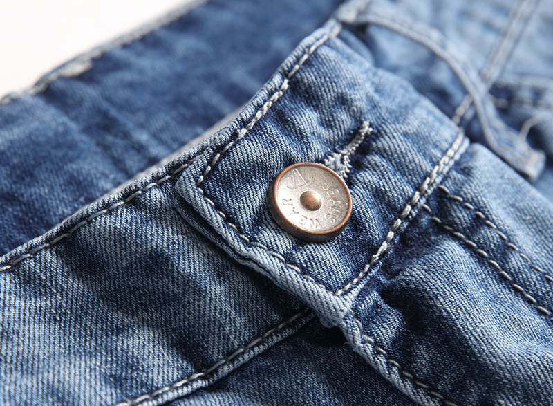 Men's clothing casual slim denim small leg quarter pants personalized trendy jeans_voghion.com