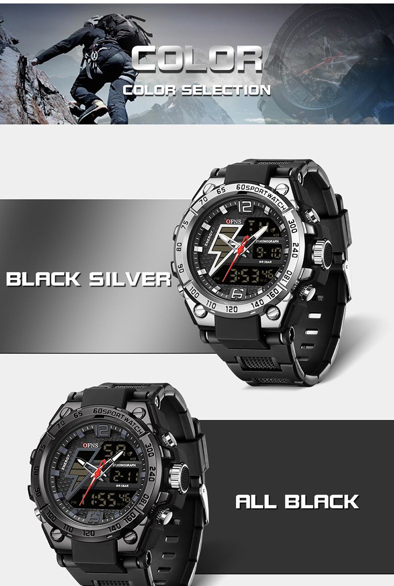 Men's Digital Watch Dual Display Trend Multi-functional Student Watch Outdoor Sports Watch_voghion.com