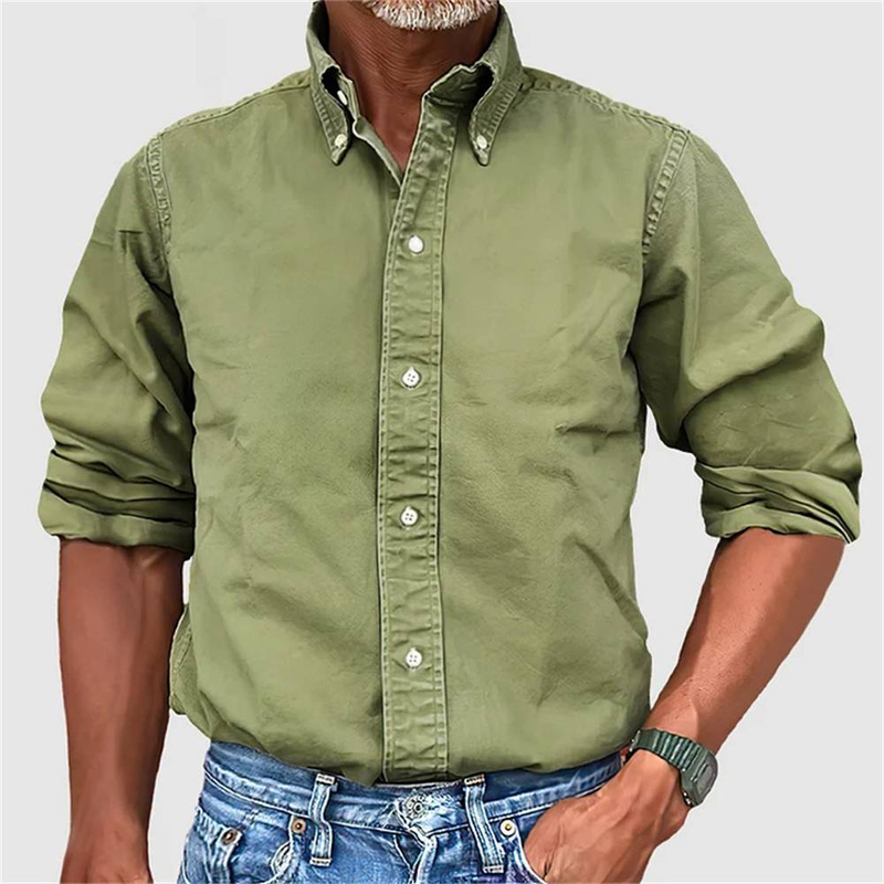Chemises à manches longues à simple boutonnage de couleur unie pour hommes de la mode européenne-américaine printemps 2025 S-5XL_voghion.com