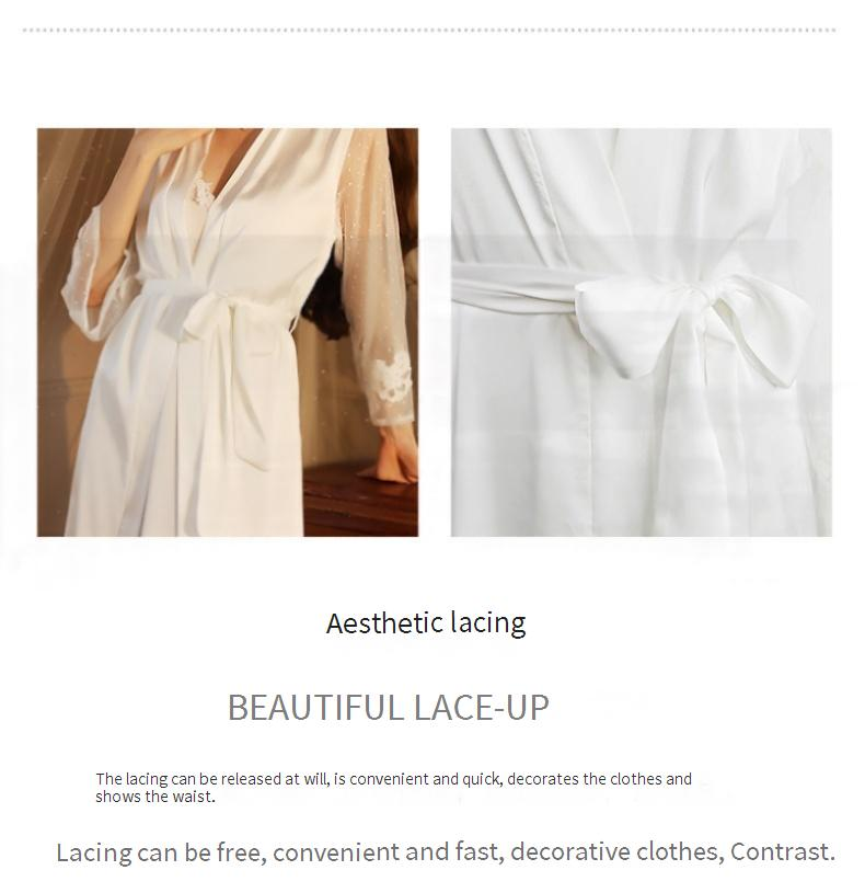 Damen Nachtwäsche Sexy Nachthemd Plus Lange Bademantel Pyjamas Weibliche Langarm Damen Satin Home Kleidung Dünne Generation_voghion.com