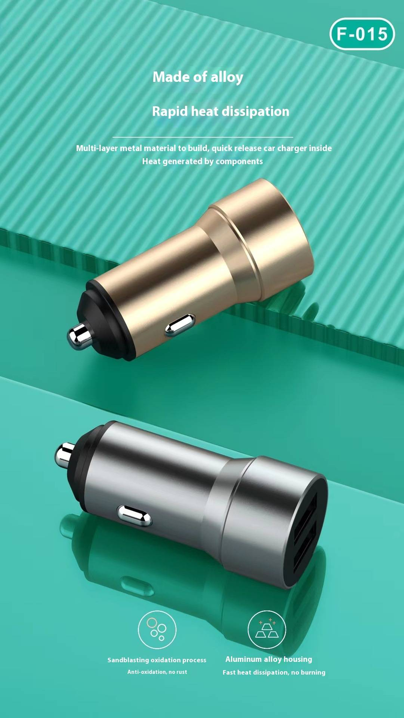 4.8A Fast Car Charger - Dual USB Ports, Metal Housing, Quick Charge 3.0_voghion.com