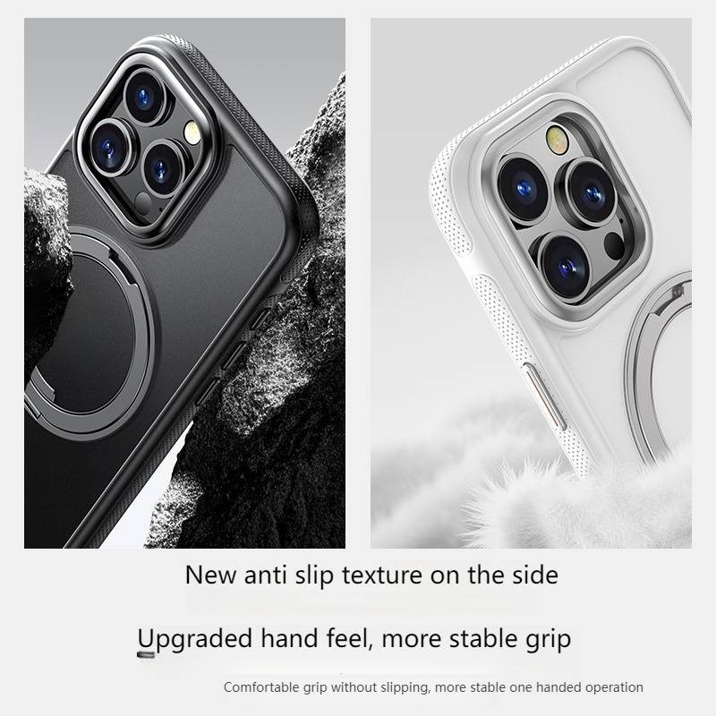 Magnetic Phone Case For IPhone 16/15/14/13 – Full Camera Button Cover, 360° Rotatable Kickstand, Anti-Fingerprint Shockproof Protective Case_voghion.com