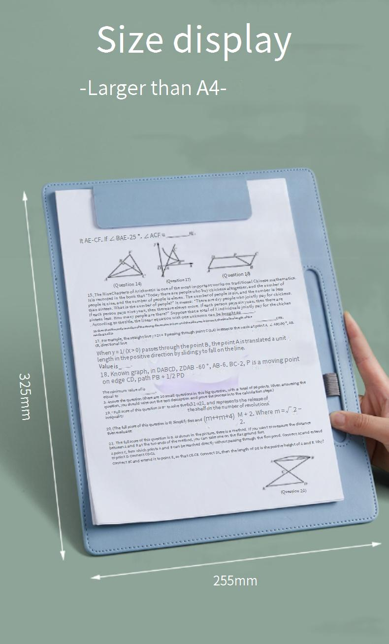 Tableau d'écriture professionnel A4 avec porte-stylo – Idéal pour les étudiants, le bureau et les réunions d'affaires – Option de logo personnalisable_voghion.com