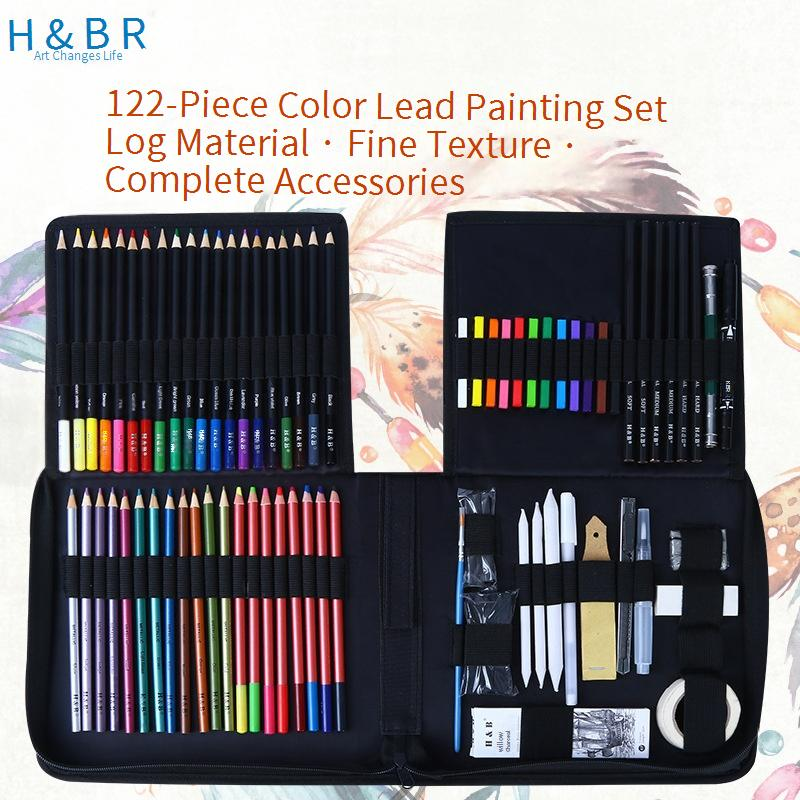 122-Piece Colored Pencil Set - Professional Sketching Charcoal & Watercolor Pencils For Artists & Students_voghion.com