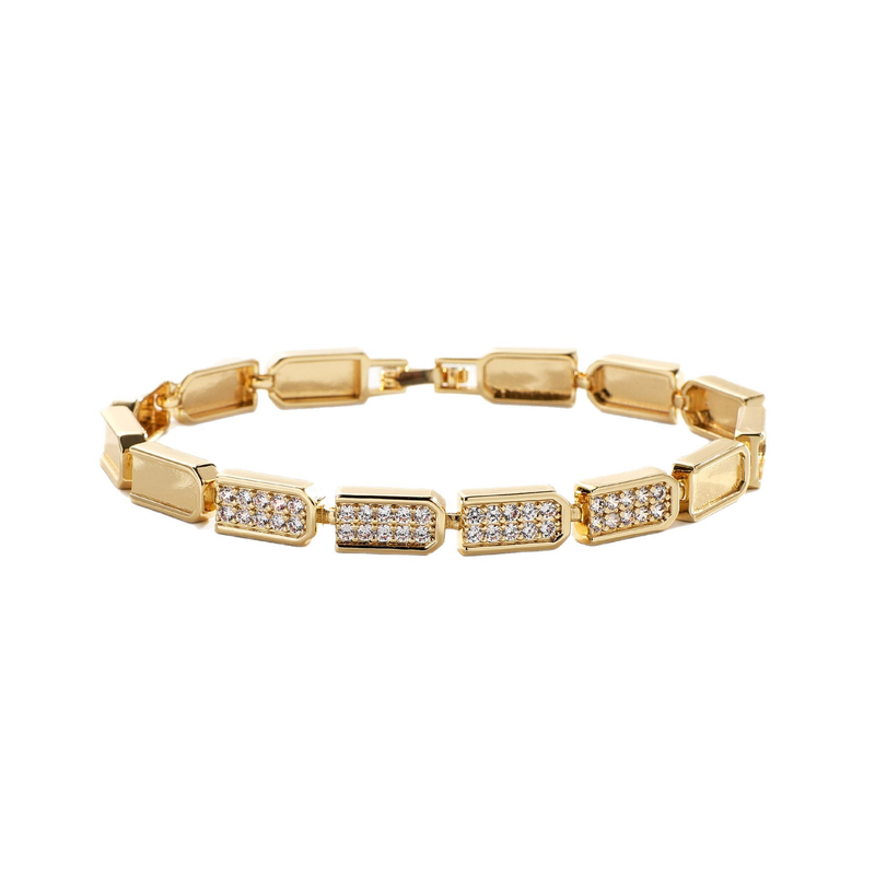 Men And Women's Jewelry - Luxury Hip Hop Cuban Link Bracelet With Genuine Gold Plating & Premium Zircon Stones, Geometric Design For Unisex Fashion_voghion.com