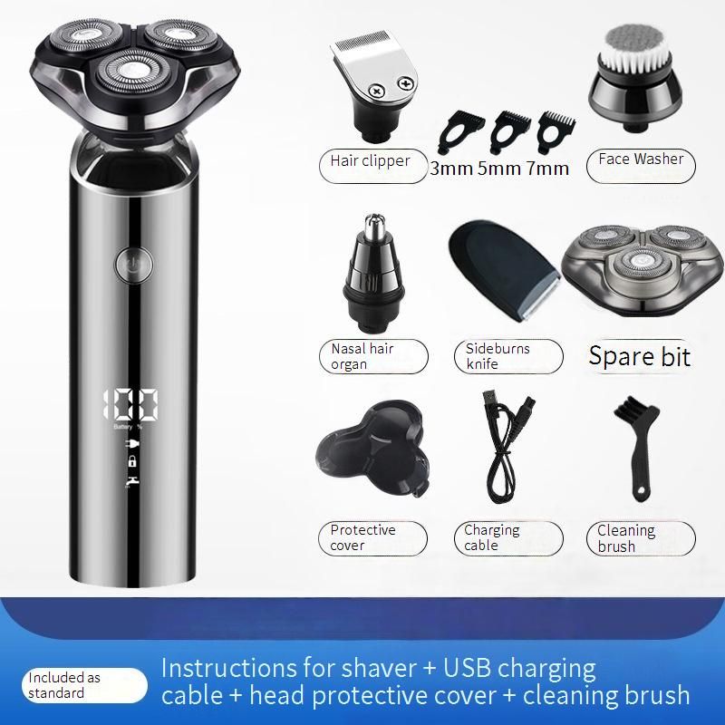 Multi-Grooming Electric Shaver For Men – 3D Floating Heads, 80-Min Runtime, USB Charging, Waterproof & All-in-One Kit (LED Display)_voghion.com