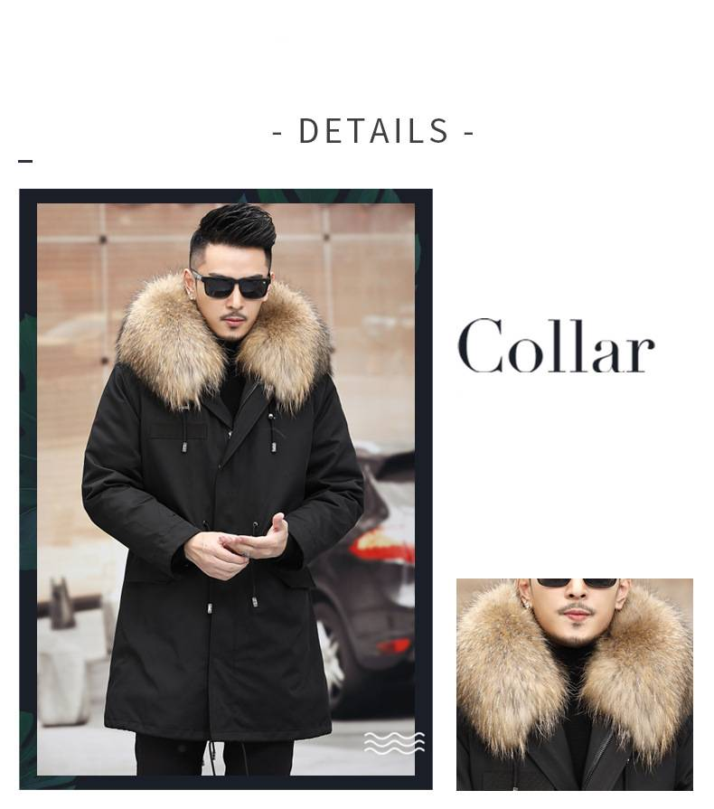 Men's Clothing Premium Mink Fur-Lined Parka Coat For Men - Detachable Hood Winter Jacket With Real Mink Inner, Slim Fit Mid-Length Outerwear_voghion.com